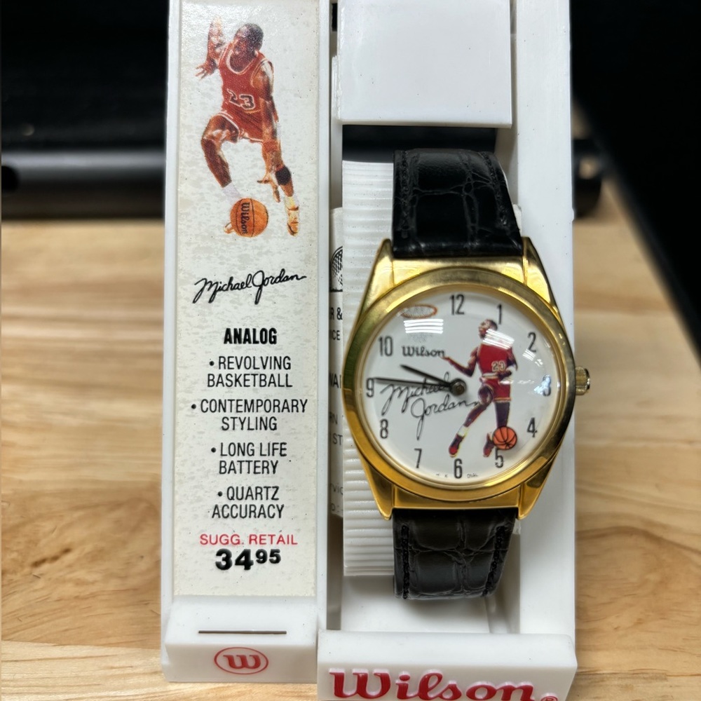 1980s Michael Jordan analog watch with original Wilson case rare version Quartz